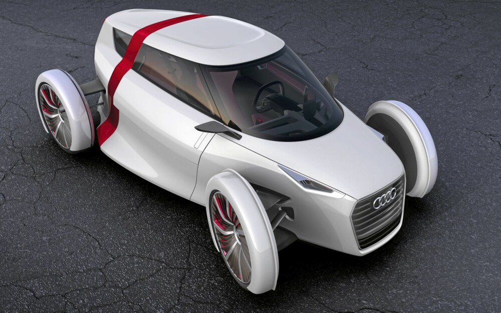FREMTIDENS BYBIL: Denne elektriske toseteren er det Audi ser for seg som fremtidens bytransport. FREMTIDENS BYBIL: Denne elektriske toseteren er det Audi ser for seg som fremtidens bytransport.
