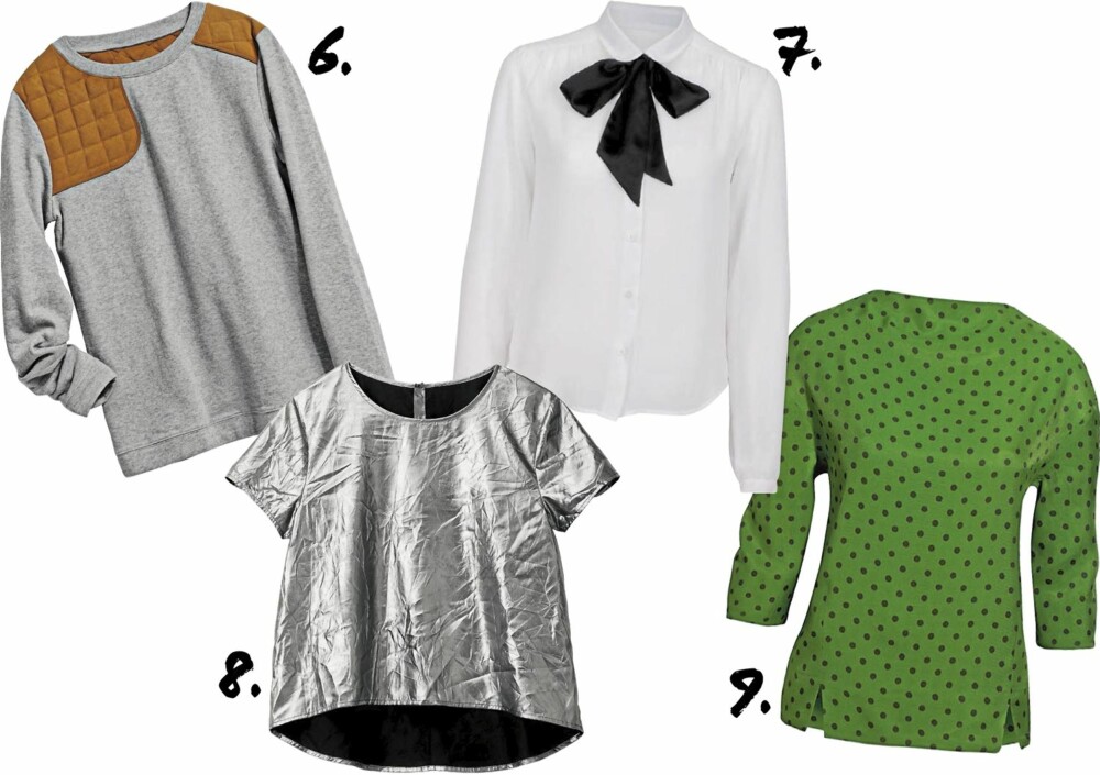 MOTEKUPP: 6. Genser fra H&M (kr 299) 7. Topp fra H&M (kr 199) 7. Bluse fra Bik Bok (kr 299) 9. Genser fra H&M (kr 349). MOTEKUPP: 6. Genser fra H&M (kr 299) 7. Topp fra H&M (kr 199) 7. Bluse fra Bik Bok (kr 299) 9. Genser fra H&M (kr 349).