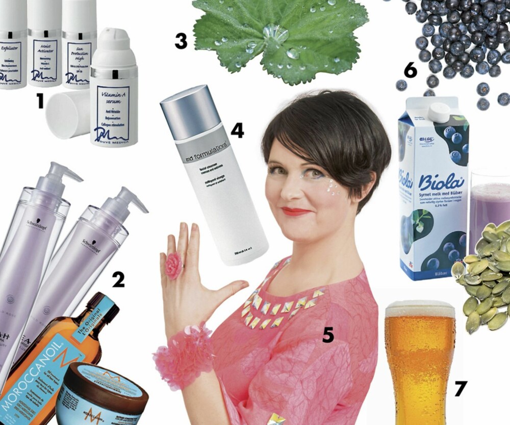1.Hudpleieprodukter fra Duvé Medica, fra kr 350 til 753. 2. Wild Rose og Rose Wrap fra Schwarzkopf, kr 249. Hårolje fra Moroccanoil, kr 299. Hårkur fra Moroccanoil, kr 299. 3. Ansiktsrens fra MD formulations, kr 439. 1.Hudpleieprodukter fra Duvé Medica, fra kr 350 til 753. 2. Wild Rose og Rose Wrap fra Schwarzkopf, kr 249. Hårolje fra Moroccanoil, kr 299. Hårkur fra Moroccanoil, kr 299. 3. Ansiktsrens fra MD formulations, kr 439.