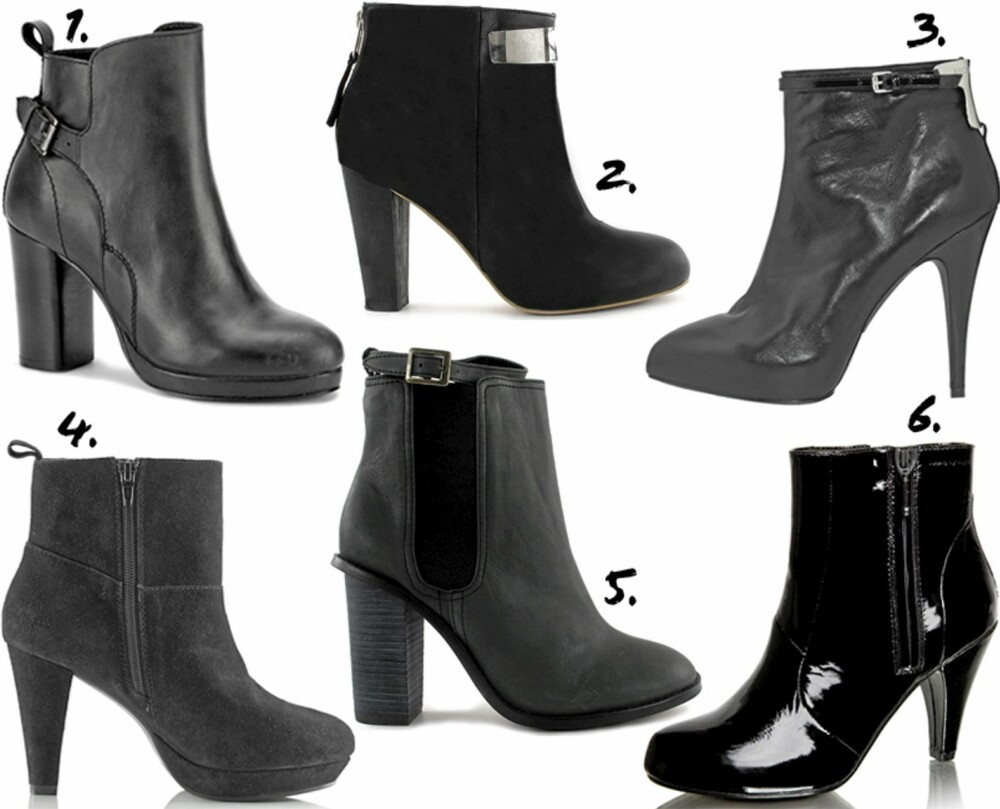 ANKELBOOTS: 1. DNA (kr 1199) 2. Nelly White Label (kr 649) 3. Michael Kors (kr 1900) 4. HM (kr 599) 5. Friis Company/Nelly.com (kr 1595) 6. Vagabond (kr 999) ANKELBOOTS: 1. DNA (kr 1199) 2. Nelly White Label (kr 649) 3. Michael Kors (kr 1900) 4. HM (kr 599) 5. Friis Company/Nelly.com (kr 1595) 6. Vagabond (kr 999)