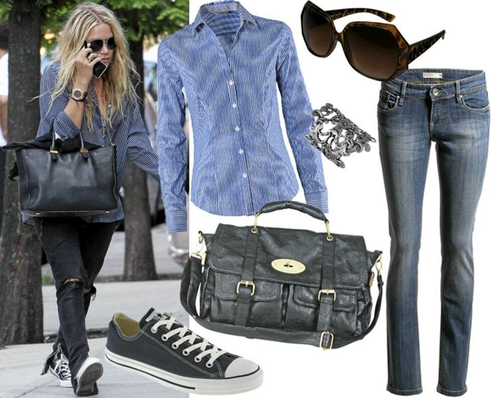 HVERDAG: Sko fra Converse All Star/Nelly.com (kr 699), skjorte fra HM (kr 149), veske fra Cubus (kr 299), ring fra Indiska (kr 69), solbriller fra Glitter (kr 99), jeans fra Lindex (kr 399). HVERDAG: Sko fra Converse All Star/Nelly.com (kr 699), skjorte fra HM (kr 149), veske fra Cubus (kr 299), ring fra Indiska (kr 69), solbriller fra Glitter (kr 99), jeans fra Lindex (kr 399).
