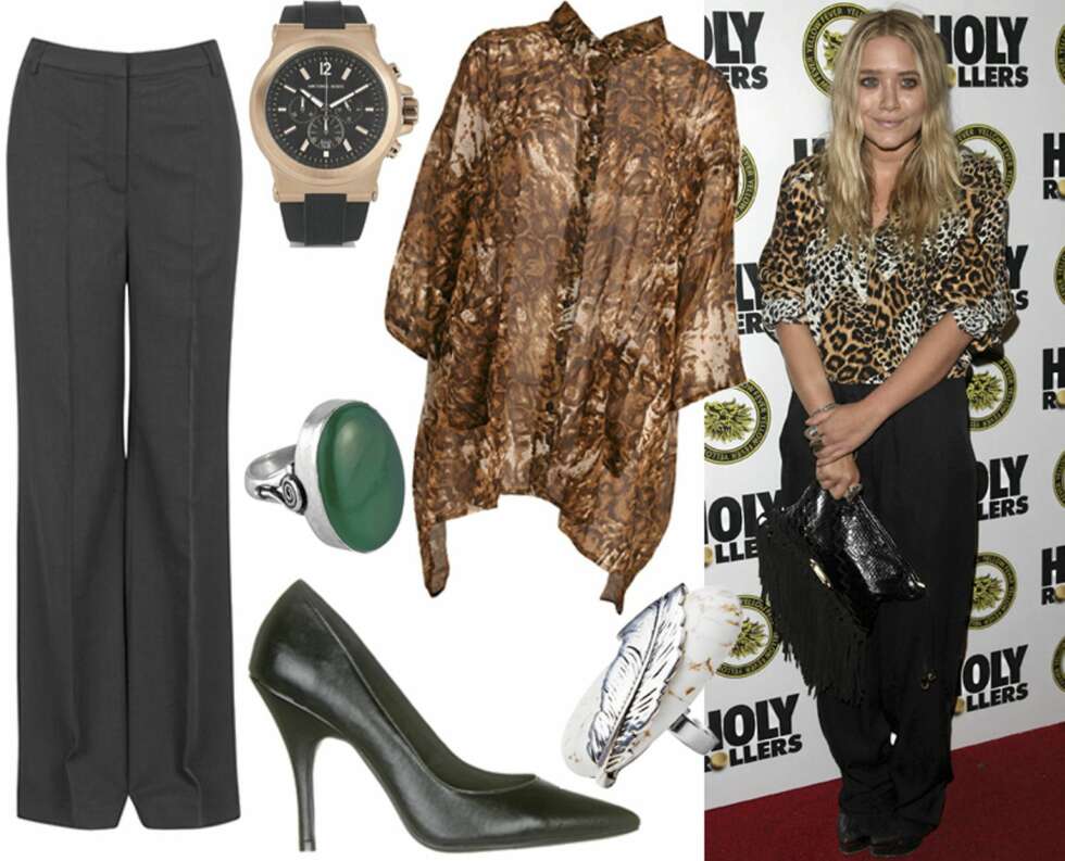 FEST: Bukser fra Cubus (kr 399), klokke fra Michael Kors/Net-a-porter.com (kr 2600), ring fra Indiska (kr 99), pumps fra Din Sko (kr 299), bluse fra Vero Moda (kr 229), ring fra Glitter (kr 79). FEST: Bukser fra Cubus (kr 399), klokke fra Michael Kors/Net-a-porter.com (kr 2600), ring fra Indiska (kr 99), pumps fra Din Sko (kr 299), bluse fra Vero Moda (kr 229), ring fra Glitter (kr 79).