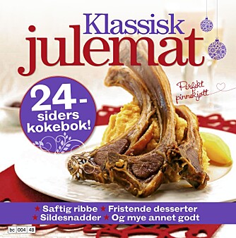 Har du tenkt å imponere med en saftig ribbe i år? Eller er du i tvil om hva du skal velge som dessert til julemiddagen? Dette og mye mer får du hjelp til i julematbilaget vårt i nr. 48 (Foto: Per Erik Jæger). Har du tenkt å imponere med en saftig ribbe i år? Eller er du i tvil om hva du skal velge som dessert til julemiddagen? Dette og mye mer får du hjelp til i julematbilaget vårt i nr. 48 (Foto: Per Erik Jæger).