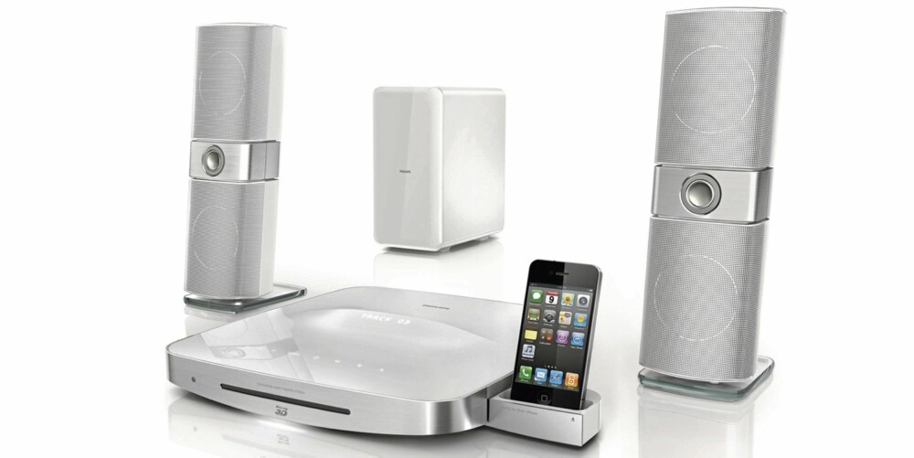 MED DOKKING: Philips HTS9241 er et stilig hjemmekinoanlegg og kommer med en integrert dokkingstasjon for iPhone/iPod. MED DOKKING: Philips HTS9241 er et stilig hjemmekinoanlegg og kommer med en integrert dokkingstasjon for iPhone/iPod.