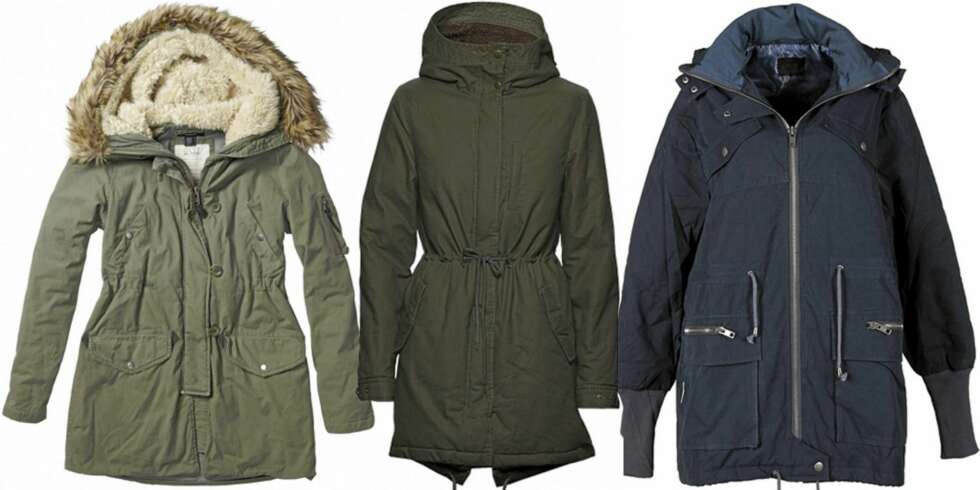 PARKASER FRA VENSTRE: Gant (kr 3900), JC (kr 999), Gestuz (kr 1799). PARKASER FRA VENSTRE: Gant (kr 3900), JC (kr 999), Gestuz (kr 1799).