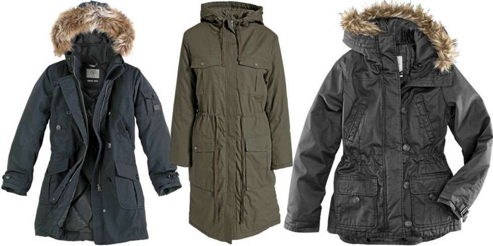 PARKASER FRA VENSTRE: Aigle (kr 4695), Cheap Monday/Nelly.com (kr 1395), H&M (kr 699). PARKASER FRA VENSTRE: Aigle (kr 4695), Cheap Monday/Nelly.com (kr 1395), H&M (kr 699).