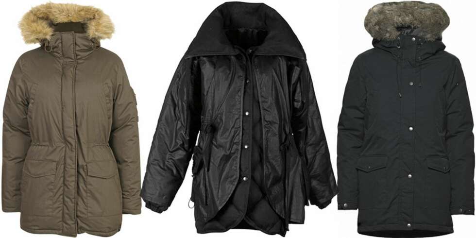 PARKASER FRA VENSTRE: Bik Bok (kr 999), Gestuz (kr 2349), Marwin Sports by JC (kr 999). PARKASER FRA VENSTRE: Bik Bok (kr 999), Gestuz (kr 2349), Marwin Sports by JC (kr 999).