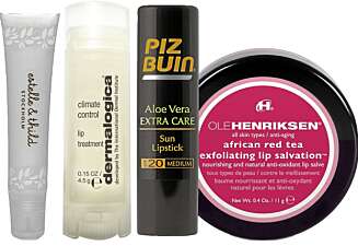 MED DISSE FÅR DU GOD BESKYTTELSE: Estelle & Thild Lipbalm, kr 139,- Dermalogica Climate Control, kr 115,- Piz Buin Sun lipstick spf 20, kr 40,- Ole Henriksen Africa Red Tea Exfoliating Lip Salvation, kr 220,- MED DISSE FÅR DU GOD BESKYTTELSE: Estelle & Thild Lipbalm, kr 139,- Dermalogica Climate Control, kr 115,- Piz Buin Sun lipstick spf 20, kr 40,- Ole Henriksen Africa Red Tea Exfoliating Lip Salvation, kr 220,-