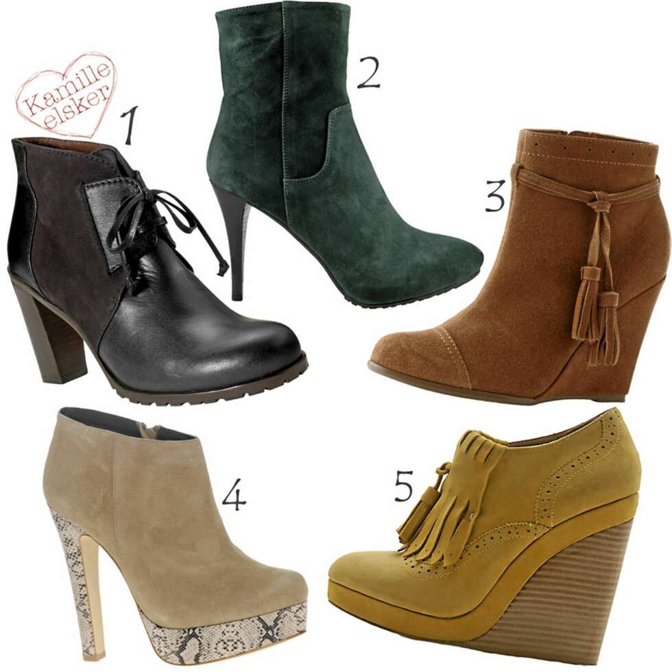 ETTER NUMMER: 1. Filippa K (kr 559), 2.Apair (2799 kr), 3.La Redoute (1199 kr), 4. Asos (760 kr), 5. Aldo ( 1199 kr). ETTER NUMMER: 1. Filippa K (kr 559), 2.Apair (2799 kr), 3.La Redoute (1199 kr), 4. Asos (760 kr), 5. Aldo ( 1199 kr).