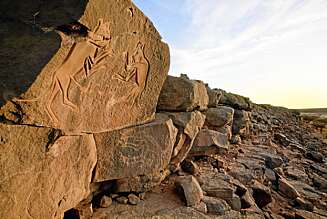 Helleristningene av vildkatter er mer enn 5000 år gamle, da skoger dekket denne delen av Sahara. Helleristningene av vildkatter er mer enn 5000 år gamle, da skoger dekket denne delen av Sahara.