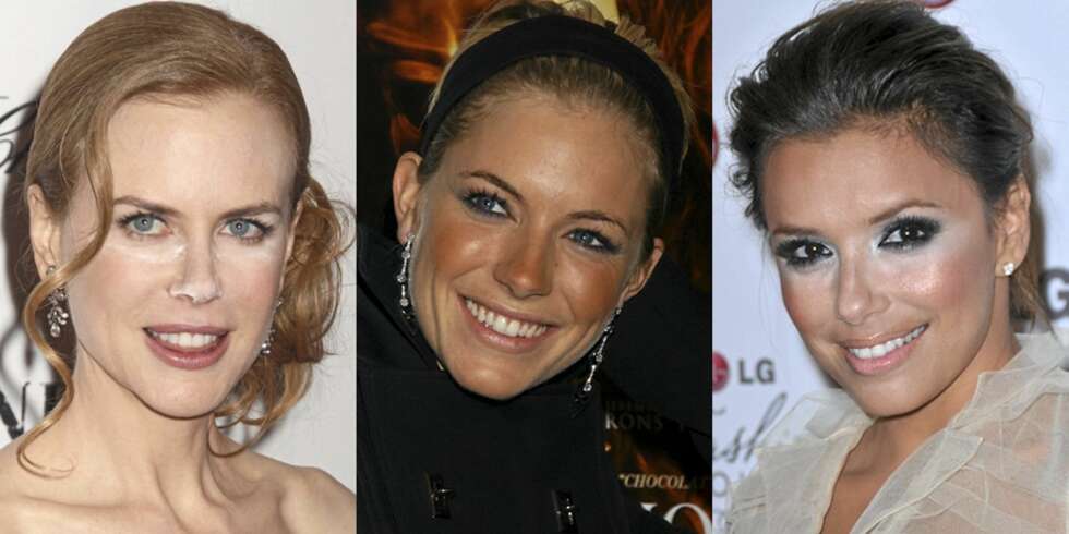 SMINKETABBER: Nicole Kidman kommer nok til å holde seg unna pudder med skimmer i tiden fremover. Sienna Miller har overdrevet med rougen i kinnenen. Eva Longoria har altfor lys concealer under øyene. SMINKETABBER: Nicole Kidman kommer nok til å holde seg unna pudder med skimmer i tiden fremover. Sienna Miller har overdrevet med rougen i kinnenen. Eva Longoria har altfor lys concealer under øyene.