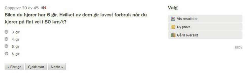 RELEVANT? Bør slike spørsmål gis på teoriprøver? FOTO: Skjermdropp teoritentamen.no RELEVANT? Bør slike spørsmål gis på teoriprøver? FOTO: Skjermdropp teoritentamen.no