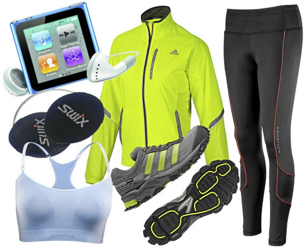TRENDY PÅ TRENING: Ipod nano (kr 999), ørevarmere fra Swix (kr 149), sømløs sports-bh fra Devold (kr 349), hybrid løpesko fra Adidas (kr 1099), vindtett skalljakke fra Adidas (kr 1400) og løpetights fra Röhnisch (kr 699). TRENDY PÅ TRENING: Ipod nano (kr 999), ørevarmere fra Swix (kr 149), sømløs sports-bh fra Devold (kr 349), hybrid løpesko fra Adidas (kr 1099), vindtett skalljakke fra Adidas (kr 1400) og løpetights fra Röhnisch (kr 699).