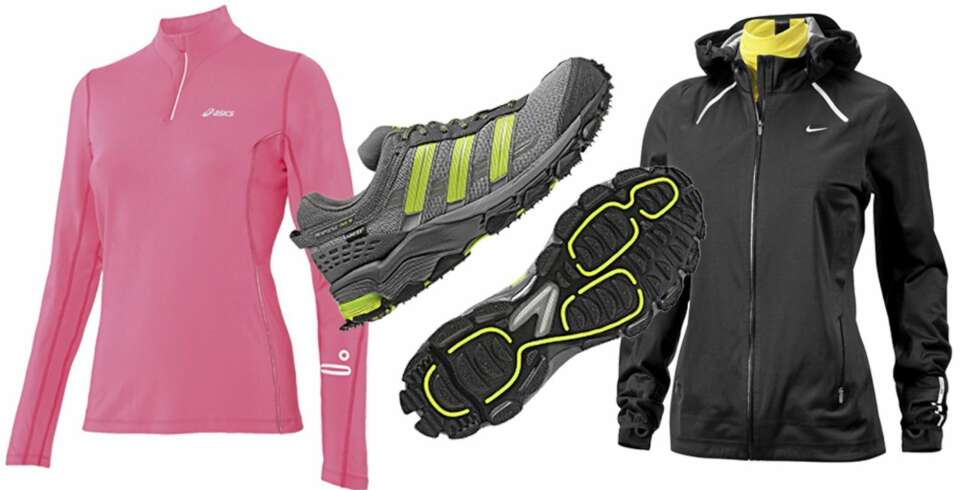 TRENDY PÅ TRENING: Løpetopp fra Asos (kr 800). Hybrid løpesko fra Adidas (kr 1099) og solid løpejakke fra Nike (kr 1700). TRENDY PÅ TRENING: Løpetopp fra Asos (kr 800). Hybrid løpesko fra Adidas (kr 1099) og solid løpejakke fra Nike (kr 1700).