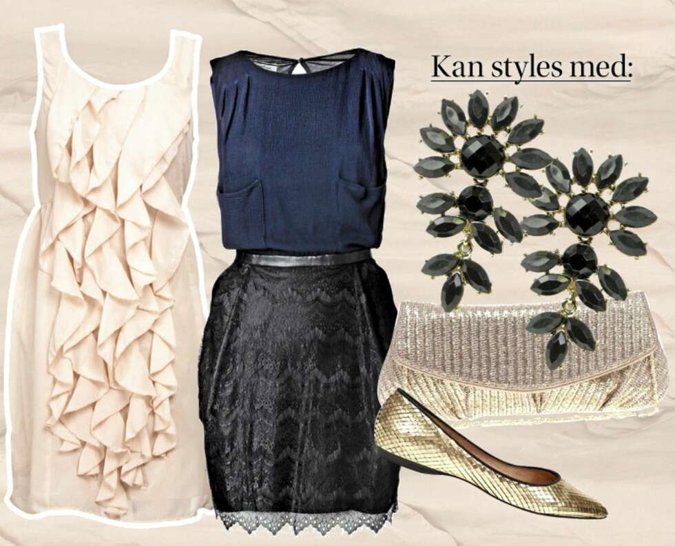 FRA VENSTRE: Soaked in Luxury (kr 499), By Malene Birger (kr 3199), øredobber fra Friis og Company (kr 99), clutch fra Asos.com (kr 180), ballerinasko fra Zara (kr 499). FRA VENSTRE: Soaked in Luxury (kr 499), By Malene Birger (kr 3199), øredobber fra Friis og Company (kr 99), clutch fra Asos.com (kr 180), ballerinasko fra Zara (kr 499).