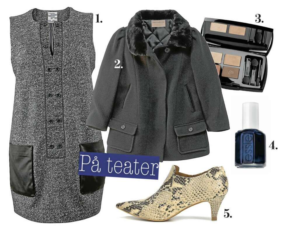 ULL: 1. Kjole fra Baum und Pferdgarten, kr 2006,- 2. Jakke fra Vanessa Bruno for La Redoute, kr 1200,- 3. Ombre Absolute Palette øyeskygger fra Lancôme, kr 430,- 4. Neglelakk fra Essie, kr 129,- 5. Ankelstøvletter fra Zara, kr 799,- ULL: 1. Kjole fra Baum und Pferdgarten, kr 2006,- 2. Jakke fra Vanessa Bruno for La Redoute, kr 1200,- 3. Ombre Absolute Palette øyeskygger fra Lancôme, kr 430,- 4. Neglelakk fra Essie, kr 129,- 5. Ankelstøvletter fra Zara, kr 799,-