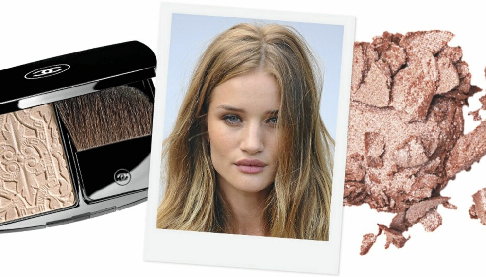 KINN OG ØYNE: - Jeg liker ikke å bruke for mye makeup, sier Rosie. Men highlighter legger hun både på øyelokk og kinn. KINN OG ØYNE: - Jeg liker ikke å bruke for mye makeup, sier Rosie. Men highlighter legger hun både på øyelokk og kinn.