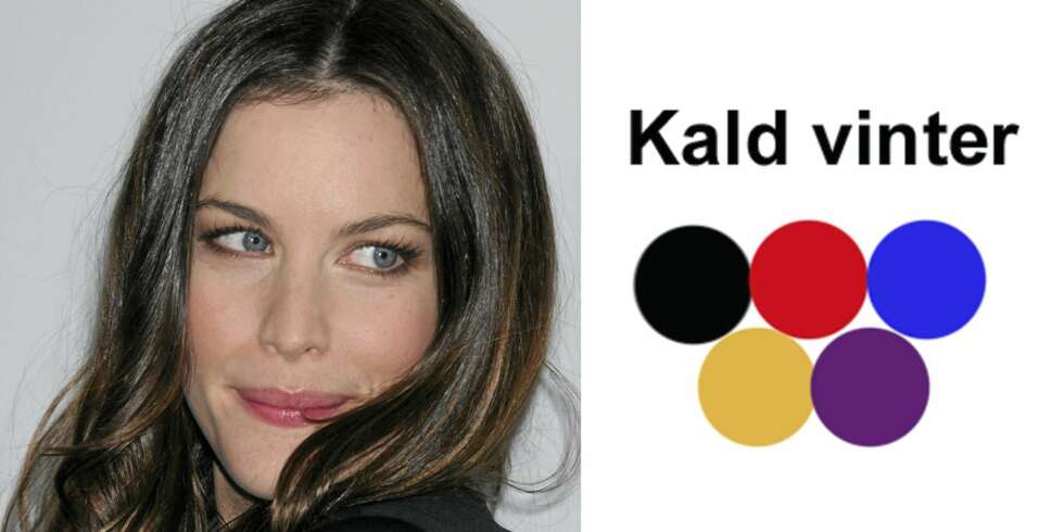 VINTER: Med sitt mørke hår, klare øyne og kalde hud er Liv Tyler en kald vinter. Faller du inn under samme kategori er dette noen av fargene du kler aller best. VINTER: Med sitt mørke hår, klare øyne og kalde hud er Liv Tyler en kald vinter. Faller du inn under samme kategori er dette noen av fargene du kler aller best.