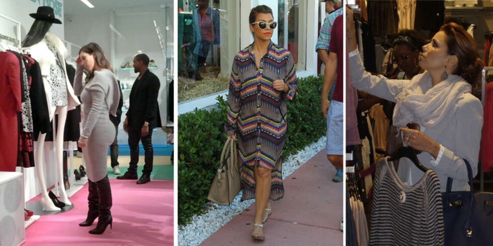 STIL ELLER KOMFORT? Kim Kardashian shopper helst i skyhøye hæler og trang kjole, mens storesøster Kourtney går for en mer behagelig look med flate sandaler til sin shoppe-tur. Eva Longoria ser også ut til å ha fått med seg at komfort er stilen man går for når Visa-kortet skal trimmes i butikkene. STIL ELLER KOMFORT? Kim Kardashian shopper helst i skyhøye hæler og trang kjole, mens storesøster Kourtney går for en mer behagelig look med flate sandaler til sin shoppe-tur. Eva Longoria ser også ut til å ha fått med seg at komfort er stilen man går for når Visa-kortet skal trimmes i butikkene.
