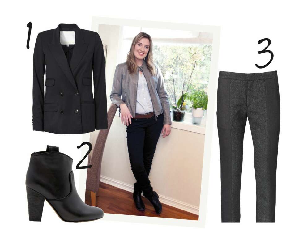 FIN PÅ JOBB: 1. Dobbeltspent blazer fra InWear, kr 1999,- Nytt og kult snitt! 2. Ankelstøvlett fra Mango, kr 799,- 3. Dressbukse fra InWear, kr 1099,- Kan brukes til skjorte, blazer og en enkel strikket genser. Det perfekte basisplagg! FIN PÅ JOBB: 1. Dobbeltspent blazer fra InWear, kr 1999,- Nytt og kult snitt! 2. Ankelstøvlett fra Mango, kr 799,- 3. Dressbukse fra InWear, kr 1099,- Kan brukes til skjorte, blazer og en enkel strikket genser. Det perfekte basisplagg!