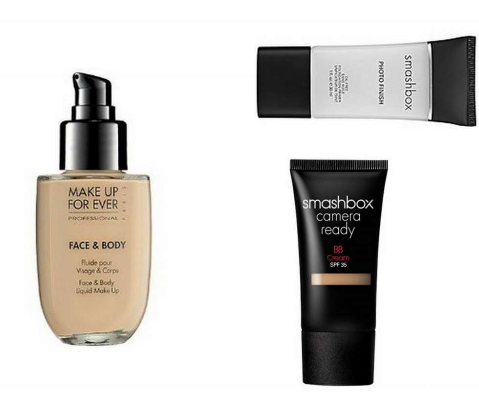 FOUNDATION-RUTINE: Jeg har lagt min elsk på denne foundation-rutinen som består av først Photo Finish Primer fra Smashbox (kr 260) for å jevne ut huden og gi den en silketekstur, etterfulgt av Camera Ready BB Cream fra Smashbox (kr 280) som er fantastisk alene som en BB Cream - men en liten industrihemmelighet er å bruke den som en primer før foundation. Da gir den et hint av farge som gjør at man trenger mindre foundation og akkurat denne gjør at enhver foundation ser hakket bedre ut. Så avslutte det hele med Face & Body Foundation fra Make Up For Ever (kr 417) som uansett er min favoritt foundation alene om dagen, men denne komboen sammen er utrolig spesiell, og gir en hud som bare er ut av en annen verden, rett og slett! FOUNDATION-RUTINE: Jeg har lagt min elsk på denne foundation-rutinen som består av først Photo Finish Primer fra Smashbox (kr 260) for å jevne ut huden og gi den en silketekstur, etterfulgt av Camera Ready BB Cream fra Smashbox (kr 280) som er fantastisk alene som en BB Cream - men en liten industrihemmelighet er å bruke den som en primer før foundation. Da gir den et hint av farge som gjør at man trenger mindre foundation og akkurat denne gjør at enhver foundation ser hakket bedre ut. Så avslutte det hele med Face & Body Foundation fra Make Up For Ever (kr 417) som uansett er min favoritt foundation alene om dagen, men denne komboen sammen er utrolig spesiell, og gir en hud som bare er ut av en annen verden, rett og slett!