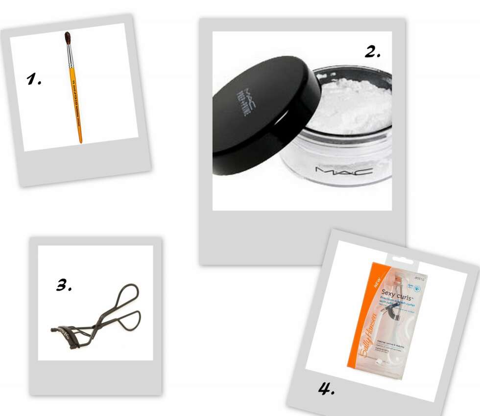 VERKTØYENE: 1. Belnish Brush #17S fra Make Up For Ever (kr ), 2. Prep + Prime Transparent Finishing Powder fra MAC (kr 200), 3. Eyelash Curler fra Max Factor (kr 60), 4. Sexy Curls Eyelash Curler fra Sally Hansen/nelly.no (kr 99). VERKTØYENE: 1. Belnish Brush #17S fra Make Up For Ever (kr ), 2. Prep + Prime Transparent Finishing Powder fra MAC (kr 200), 3. Eyelash Curler fra Max Factor (kr 60), 4. Sexy Curls Eyelash Curler fra Sally Hansen/nelly.no (kr 99).