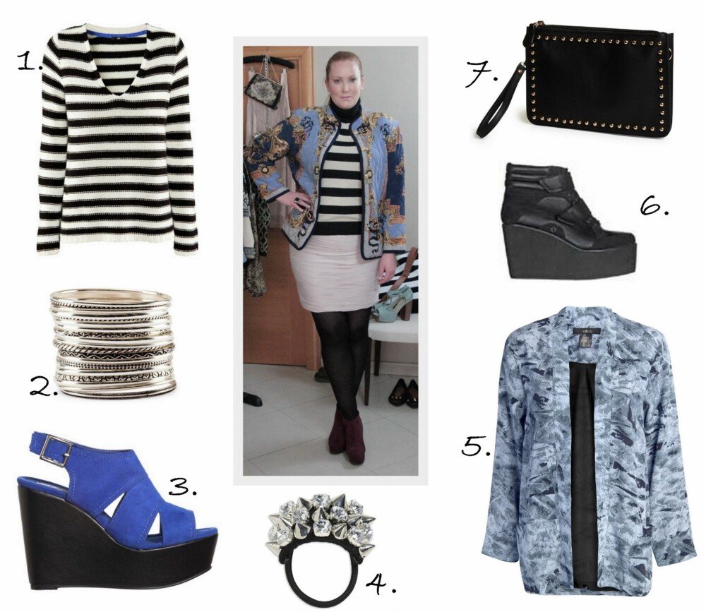 REISEANTREKKET: 1. V-hals genser fra H&M (kr 199), 2. 20-Pack armbånd fra H&M (kr 49,50), 3. Sandalett fra Skopunkten (kr 299), 4. Hårstrikk fra Lindex (kr 39,50), 5. Retro Blazer fra Ellos (kr 399), 6. Kilehæler fra Din Sko (kr 499), 7. Veske fra Lindex (kr 199). REISEANTREKKET: 1. V-hals genser fra H&M (kr 199), 2. 20-Pack armbånd fra H&M (kr 49,50), 3. Sandalett fra Skopunkten (kr 299), 4. Hårstrikk fra Lindex (kr 39,50), 5. Retro Blazer fra Ellos (kr 399), 6. Kilehæler fra Din Sko (kr 499), 7. Veske fra Lindex (kr 199).