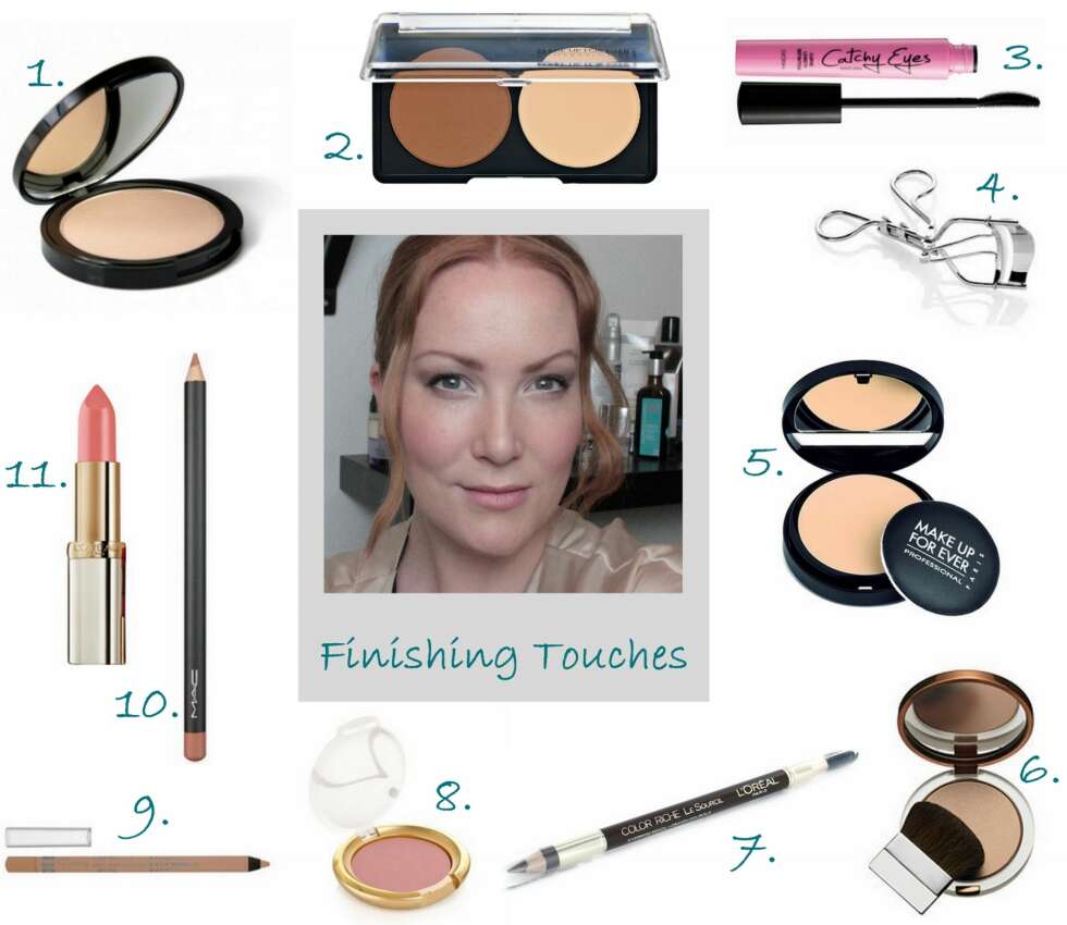 FINISHING TOUCHES: 1. Bright Luminizing Highlighter fra Makeup Mekka (kr 79), 2. Sculpting Kit fra Make Up For Ever (kr 408), 3. Catchy Eyes Mascara fra Gosh (kr 99), 4. Eyelash Curler fra Ardell (kr 89), 5. Velvet Finish Powder fra Make Up For Ever (kr 389), 6. Bronzing Powder fra Clinique (kr 260), 7. Color Riche Le Sourcil fra L'Oréal Paris (kr 119), 8. PurePressed Blush i fargen Barely Rose fra Jane Iredale (kr 345), 9. Scandaleyes Kohl Eyeliner i fargen Nude fra Rimmel (kr 99), 10. Lipliner i fargen Subculture fra MAC (kr 145 ), 11. Color Riche Lipstick i fargen Velvet Rose fra L'Oréal Paris (kr 139 ). FINISHING TOUCHES: 1. Bright Luminizing Highlighter fra Makeup Mekka (kr 79), 2. Sculpting Kit fra Make Up For Ever (kr 408), 3. Catchy Eyes Mascara fra Gosh (kr 99), 4. Eyelash Curler fra Ardell (kr 89), 5. Velvet Finish Powder fra Make Up For Ever (kr 389), 6. Bronzing Powder fra Clinique (kr 260), 7. Color Riche Le Sourcil fra L'Oréal Paris (kr 119), 8. PurePressed Blush i fargen Barely Rose fra Jane Iredale (kr 345), 9. Scandaleyes Kohl Eyeliner i fargen Nude fra Rimmel (kr 99), 10. Lipliner i fargen Subculture fra MAC (kr 145 ), 11. Color Riche Lipstick i fargen Velvet Rose fra L'Oréal Paris (kr 139 ).