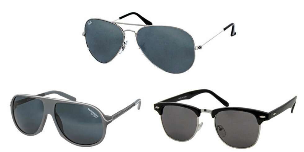 FRA VENSTRE: Superdry (kr 378), Ray Ban (kr 1048) og Asos (kr 94). FRA VENSTRE: Superdry (kr 378), Ray Ban (kr 1048) og Asos (kr 94).