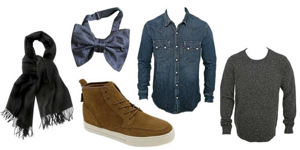 FRA VENSTRE: Skjerf fra Acne (kr 799), sløyfe fra Lanvin for HogM (kr 299), sko fra Clae Jones (kr 1499/Sole Service), denimskjorte fra Levi's (kr 899) genser fra Whyred (kr 1299/Nelly.com) FRA VENSTRE: Skjerf fra Acne (kr 799), sløyfe fra Lanvin for HogM (kr 299), sko fra Clae Jones (kr 1499/Sole Service), denimskjorte fra Levi's (kr 899) genser fra Whyred (kr 1299/Nelly.com)