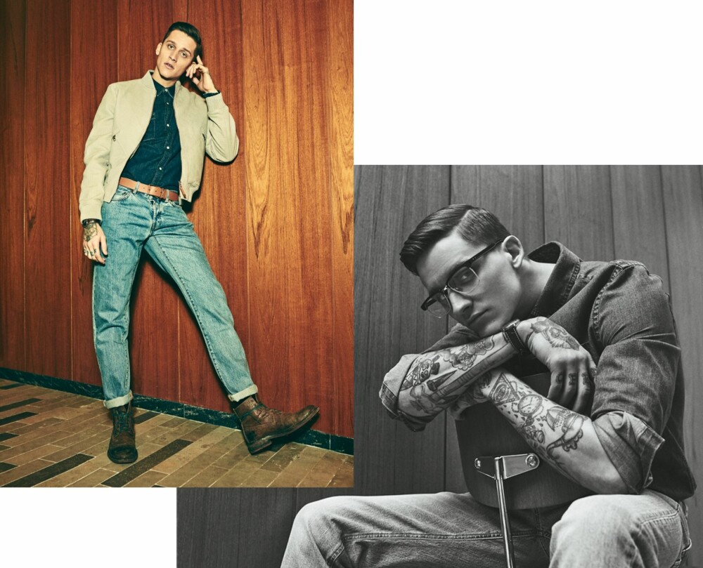 LØSE BUKSER OG TILKNEPPET SKJORTE: <b>T.v:</b> Jakke fra Louis Vuitton, kr 38.400. Denimskjorte fra Lee, kr 600. Jeans fra Han Kjøbenhavn, kr 1000. Belte fra louis Vuitton, kr 2680. Second-hand boots fra Time's Up Vintage, kr 700. Klokke fra Patek Philippe/Franz Jaeger & Me, kr 65.000. <b>T.h:</b> Skjorte fra W.A.C., kr 500. Jeans fra Filippa K, kr 1300. Briller fra Thom Brown, kr 4650. Klokke fra Patek Philippe/Franz Jaeger & Me, kr 65.000. LØSE BUKSER OG TILKNEPPET SKJORTE: <b>T.v:</b> Jakke fra Louis Vuitton, kr 38.400. Denimskjorte fra Lee, kr 600. Jeans fra Han Kjøbenhavn, kr 1000. Belte fra louis Vuitton, kr 2680. Second-hand boots fra Time's Up Vintage, kr 700. Klokke fra Patek Philippe/Franz Jaeger & Me, kr 65.000. <b>T.h:</b> Skjorte fra W.A.C., kr 500. Jeans fra Filippa K, kr 1300. Briller fra Thom Brown, kr 4650. Klokke fra Patek Philippe/Franz Jaeger & Me, kr 65.000.