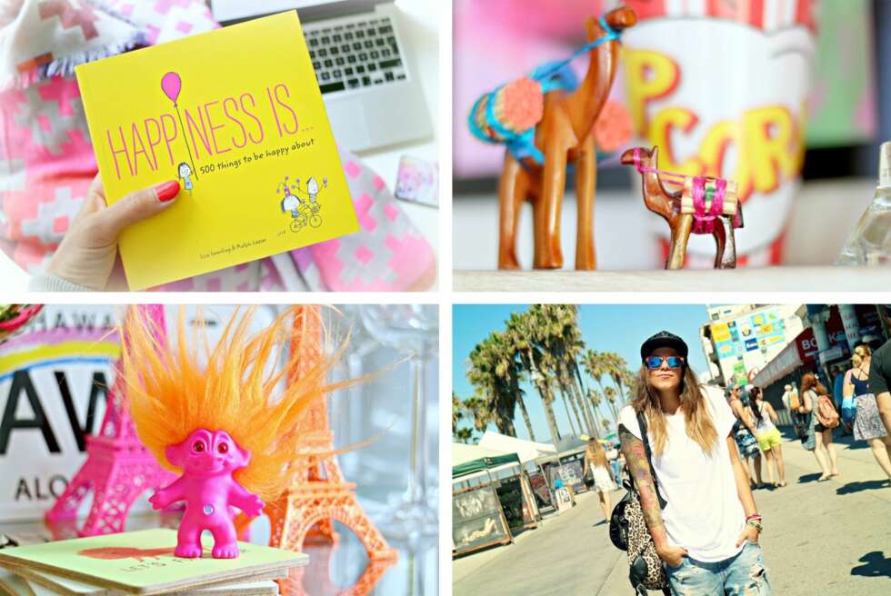 SMÅ KUPP FRA HELE VERDEN: - Jeg er spesielt glad for et knallrosa lykketroll med oransje hår, samt en bok med navn «Happiness is…» som jeg fant på Urban Outfitters i San Diego. De håndlagete dromedarene som ble med hjem fra Marokko betyr også veldig mye for meg, i tillegg til neonfargete Eiffeltårn fra Paris. forteller moteblogger Kristin Gjelsvik. SMÅ KUPP FRA HELE VERDEN: - Jeg er spesielt glad for et knallrosa lykketroll med oransje hår, samt en bok med navn «Happiness is…» som jeg fant på Urban Outfitters i San Diego. De håndlagete dromedarene som ble med hjem fra Marokko betyr også veldig mye for meg, i tillegg til neonfargete Eiffeltårn fra Paris. forteller moteblogger Kristin Gjelsvik.