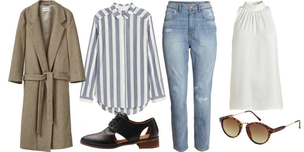 LIKE FIN SOM NOORA: Kåpe (kr 2899, Ganni), skjorte (kr 199) og jeans (kr 299, begge fra H&M), sko (kr 799, Bianco), høyhalset bluse (kr 299, Lindex) og solbriller (kr 79,90, H&M). LIKE FIN SOM NOORA: Kåpe (kr 2899, Ganni), skjorte (kr 199) og jeans (kr 299, begge fra H&M), sko (kr 799, Bianco), høyhalset bluse (kr 299, Lindex) og solbriller (kr 79,90, H&M).