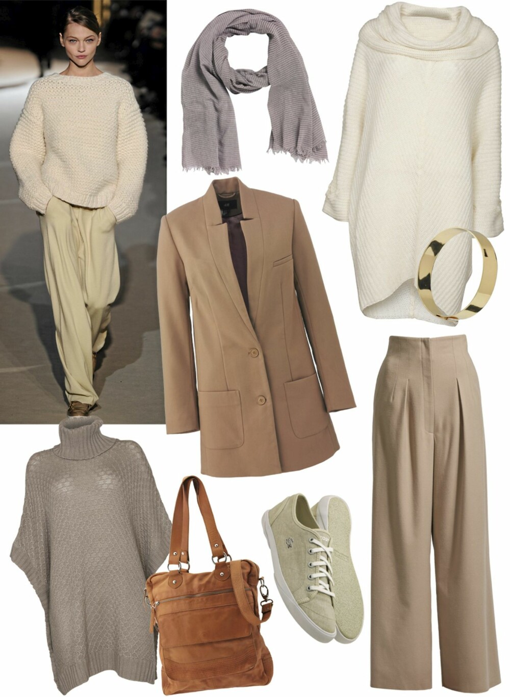 FRA VENSTRE: skjerf fra Saint Tropwz (kr 330), genser fra Vila (kr 400), blazer fra HogM (kr 299), armbånd fra HogM (kr 49,50), genser fra Vila (kr 400), veske fra Bianco (kr 900), sko fra Lacoste (kr 695), bukse fra HogM (kr 499). FRA VENSTRE: skjerf fra Saint Tropwz (kr 330), genser fra Vila (kr 400), blazer fra HogM (kr 299), armbånd fra HogM (kr 49,50), genser fra Vila (kr 400), veske fra Bianco (kr 900), sko fra Lacoste (kr 695), bukse fra HogM (kr 499).