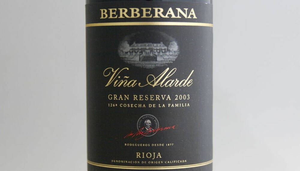 TEST AV RIOJA: Berberana Viña Alarde Gran Reserva 2003 kom på delt førsteplass i testen. TEST AV RIOJA: Berberana Viña Alarde Gran Reserva 2003 kom på delt førsteplass i testen.