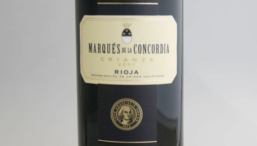 TEST AV RIOJA: Marqués de la Concordia Crianza 2007 kom på femteplass i testen. TEST AV RIOJA: Marqués de la Concordia Crianza 2007 kom på femteplass i testen.