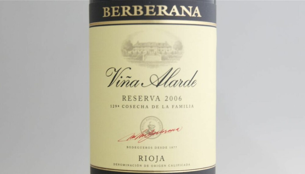 TEST AV RIOJA: Berberana Viña Alarde Reserva 2006 kom på fjerdeplass i testen. TEST AV RIOJA: Berberana Viña Alarde Reserva 2006 kom på fjerdeplass i testen.