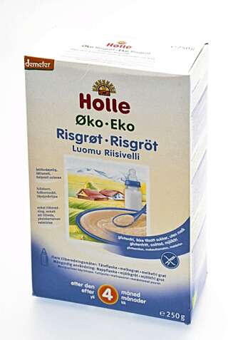 FRA 4 MÅNEDER: Holle øko risgrøt. FRA 4 MÅNEDER: Holle øko risgrøt.