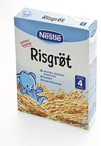 FRA 4 MÅNEDER: Nestle risgrøt. FRA 4 MÅNEDER: Nestle risgrøt.