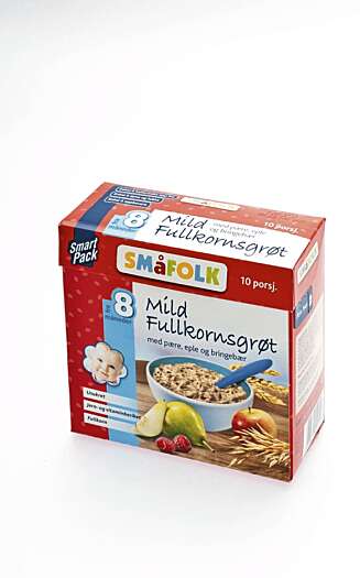 FRA 8 MÅNEDER: Småfolk Mild fullkornsgrøt med pære, eple og bringebær. FRA 8 MÅNEDER: Småfolk Mild fullkornsgrøt med pære, eple og bringebær.