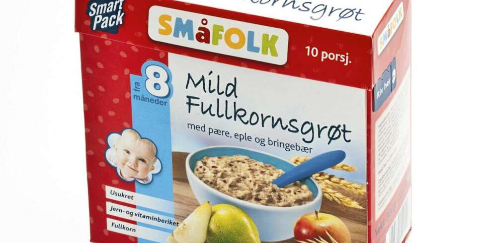 FRA 8 MÅNEDER: Småfolk Mild fullkornsgrøt med pære, eple og bringebær. FRA 8 MÅNEDER: Småfolk Mild fullkornsgrøt med pære, eple og bringebær.