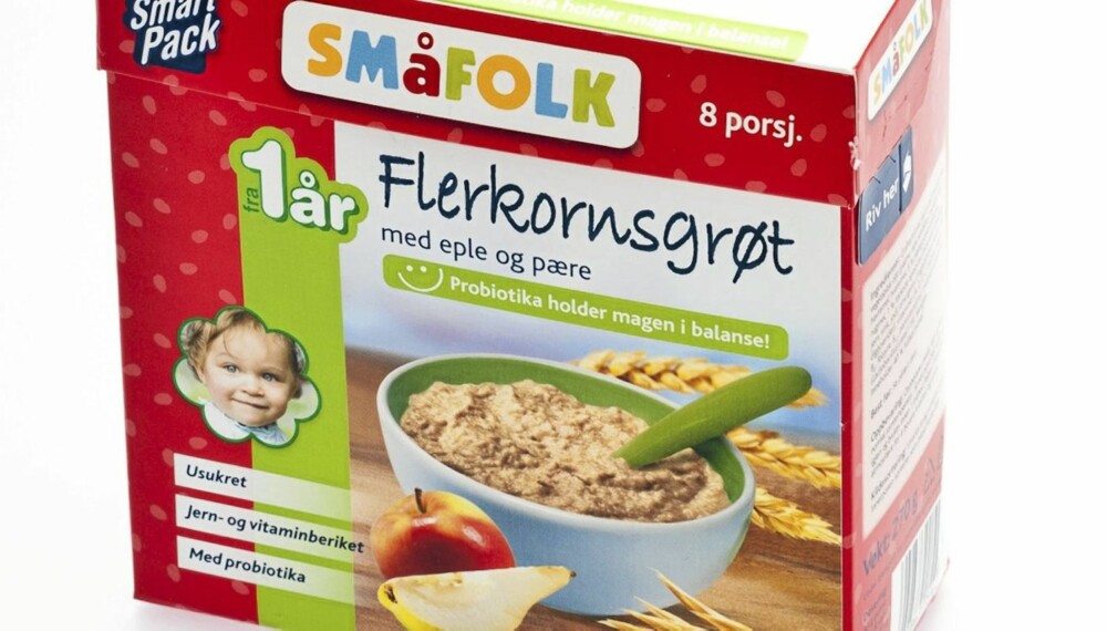 Fra 12 MÅNEDER: Småfolk flerkornsgrøt med eple og pære. Fra 12 MÅNEDER: Småfolk flerkornsgrøt med eple og pære.