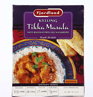 Fjordland: Kylling Tikka Masala med basmatiris og nanbrød Fjordland: Kylling Tikka Masala med basmatiris og nanbrød