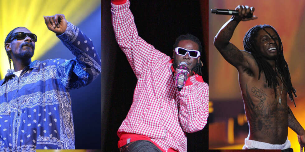 Snoop Dogg, Lil Wayne og T. Pain bruker alle legenden Roger Troutmans teknikk. Snoop Dogg, Lil Wayne og T. Pain bruker alle legenden Roger Troutmans teknikk.