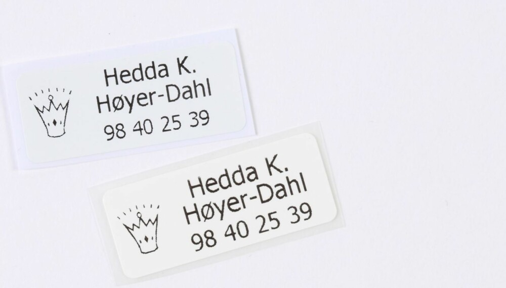 TEST AV NAVNELAPPER: Askeladden navnelapper. TEST AV NAVNELAPPER: Askeladden navnelapper.