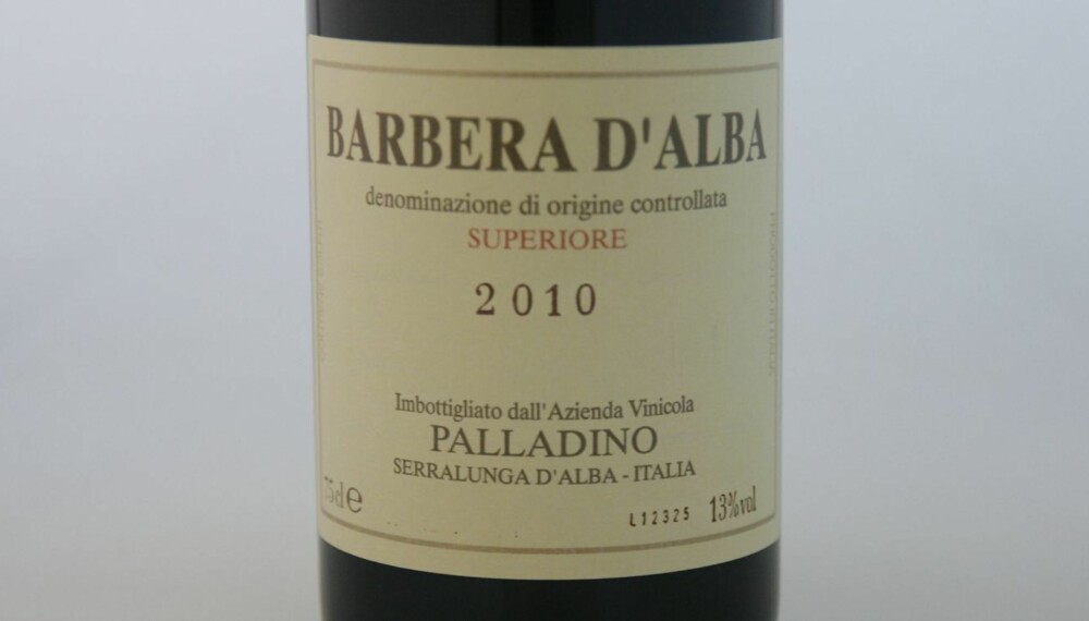 BARBERA: Palladino Barbera d'Alba 2010 kom på delt andreplass. BARBERA: Palladino Barbera d'Alba 2010 kom på delt andreplass.