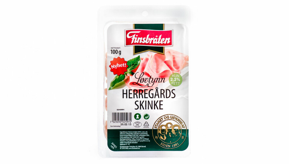 TEST AV KJØTTPÅLEGG: Finsbråten løvtynn herregårdsskinke TEST AV KJØTTPÅLEGG: Finsbråten løvtynn herregårdsskinke