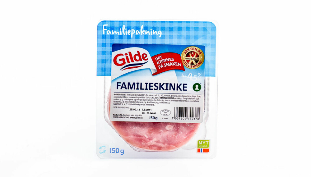 TEST AV KJØTTPÅLEGG: Gilde familieskinke. TEST AV KJØTTPÅLEGG: Gilde familieskinke.
