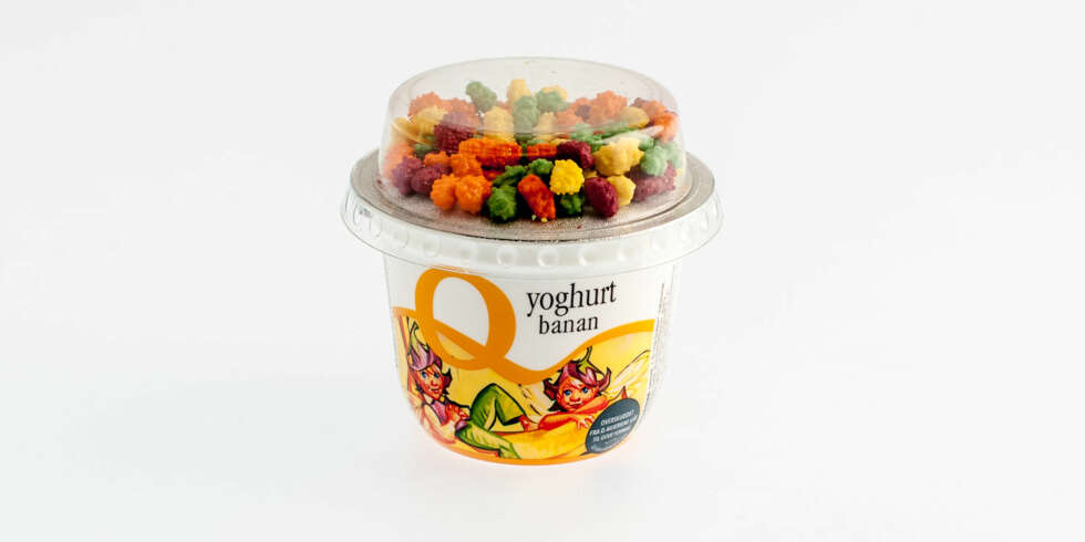 TEST AV BARNEYOGHURT: Q-yoghurt banan. TEST AV BARNEYOGHURT: Q-yoghurt banan.