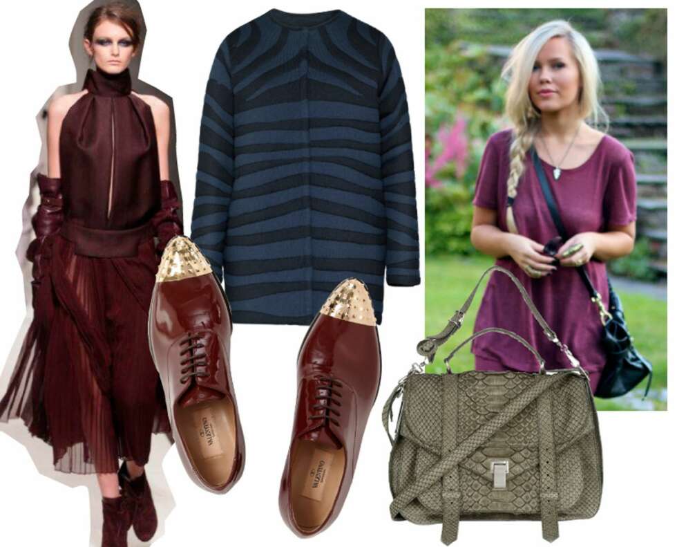 PÅ ØNSKELISTA: Kåpe fra H&M kr 799. Dressko med metalltupp fra Valentino ca. kr 5.500 hos net-a-porter.com. Proenza Schouler-veske ca. kr 44.000 fra mytheresa.com PÅ ØNSKELISTA: Kåpe fra H&M kr 799. Dressko med metalltupp fra Valentino ca. kr 5.500 hos net-a-porter.com. Proenza Schouler-veske ca. kr 44.000 fra mytheresa.com